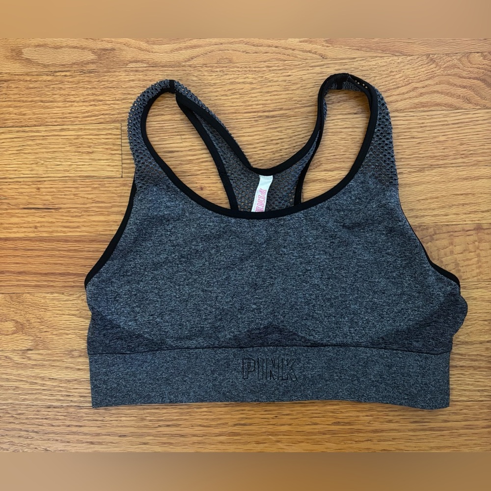 PINK Victoria’s Secret Sports Bra Women’s Heathered Gray NO TAG L/XL Activewear